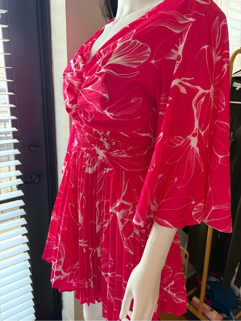Pink Floral Romper Dress Skort Chicways Size L Flowy Summer Outfit - Picture 2 of 8